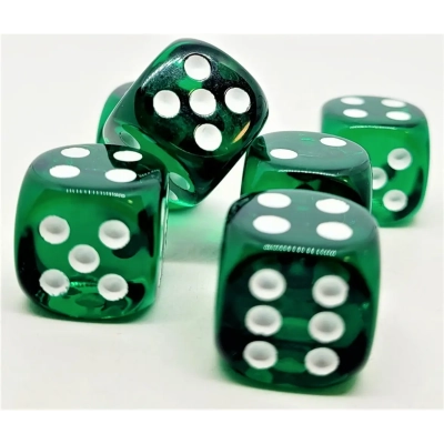 16m Würfel D6 Transparent: Darkgreen (12)