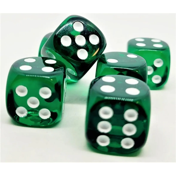 16m Würfel D6 Transparent: Darkgreen (12)