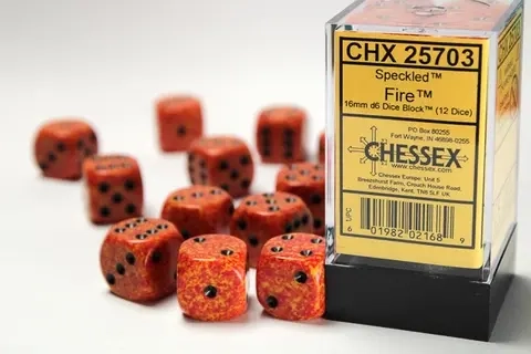 Dice Sets Fire Speckled 16mm d6 (12)