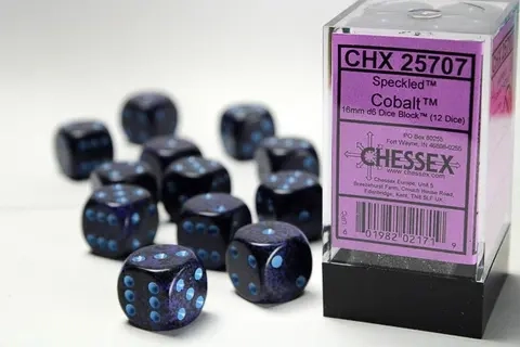 Dice Sets Cobalt Speckled 16mm d6 (12)