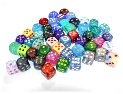 Bag of 50 Asst. Signature 16mm d6 w/pips Dice