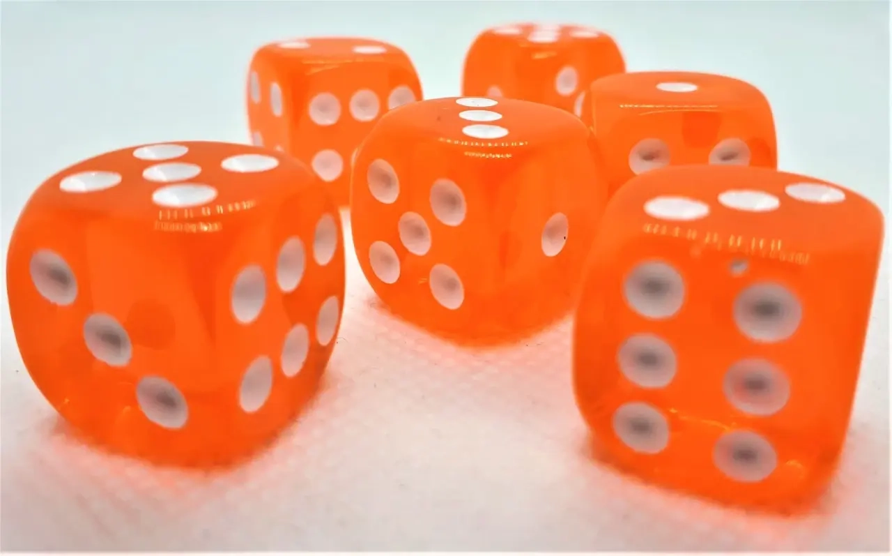 Würfelset D6 Transparent: Orange (12)