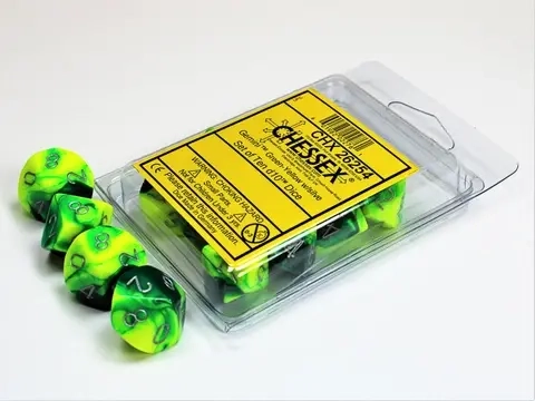 Gemini Polyhedral Ten d10 Sets - Green-Yellow w/silver