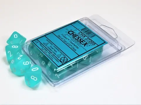 Chessex Ten D10 Sets - Frosted Teal w/white