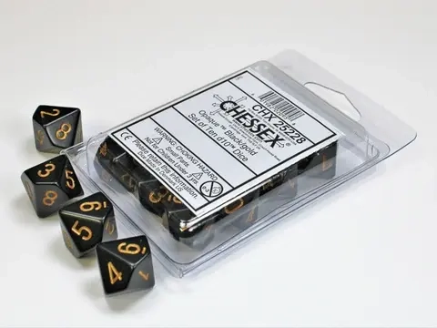 Dice Sets Black/Gold Opaque d10 Set (10)