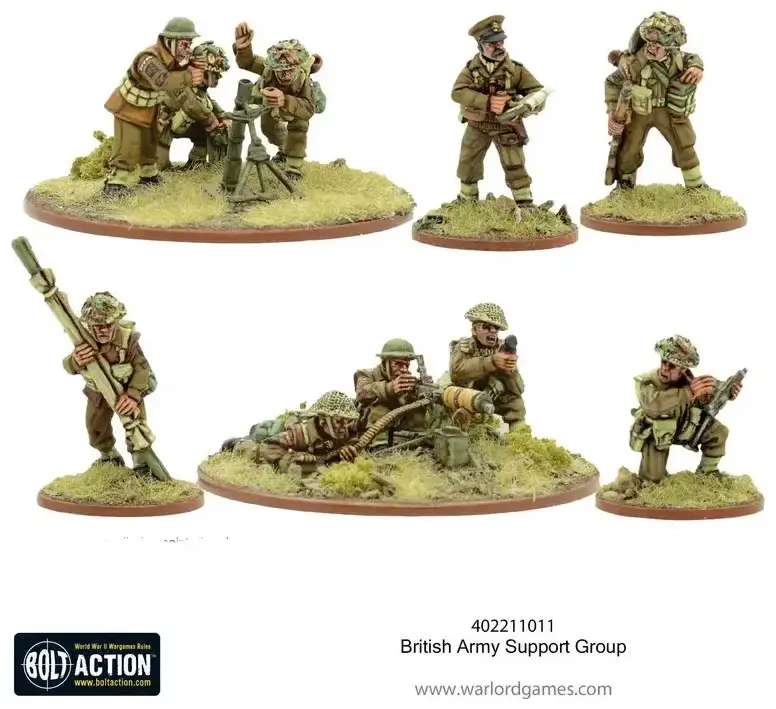 Bolt Action 2 British Army Support Group (HQ, Mortar & MMG) - EN