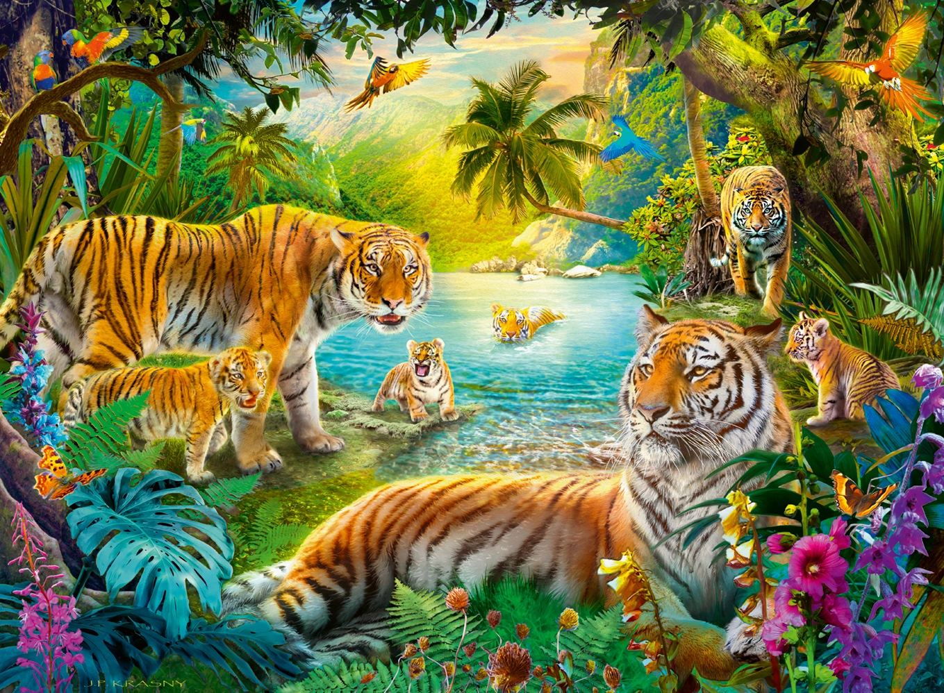 Tiger Family in the Oasis