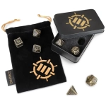 ENHANCE Tabletop RPGs 7pc DnD Metal Dice Set with Case and Dice Bag