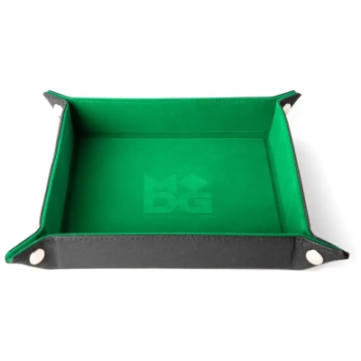 Velvet Folding Dice Tray 10x10 Green with Leather Backing