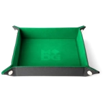 Velvet Folding Dice Tray 10x10 Green with Leather Backing