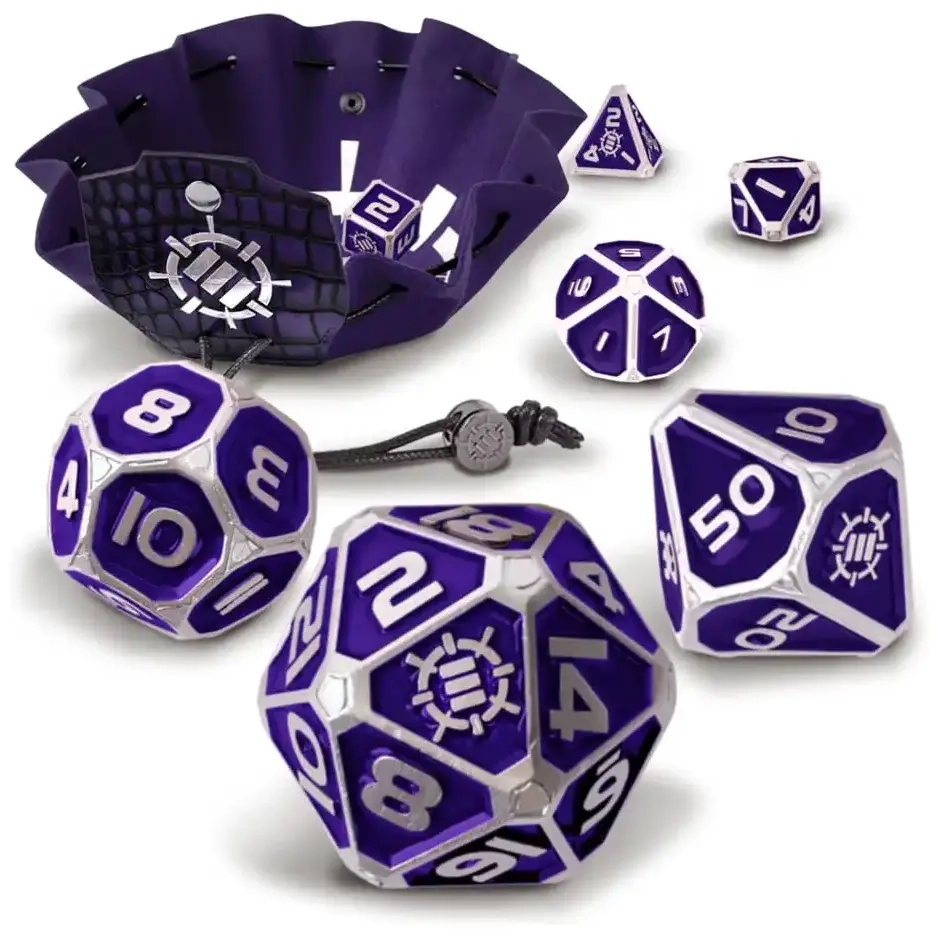ENHANCE Tabletop RPGs 7pc Metal RPG Dice (Collector's Edition Purple)
