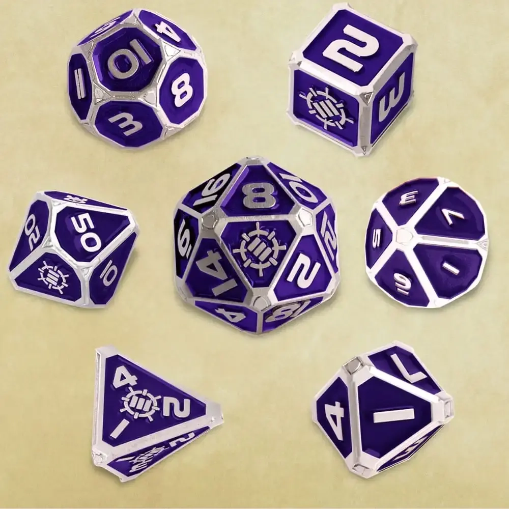ENHANCE Tabletop RPGs 7pc Metal RPG Dice (Collector's Edition Purple)