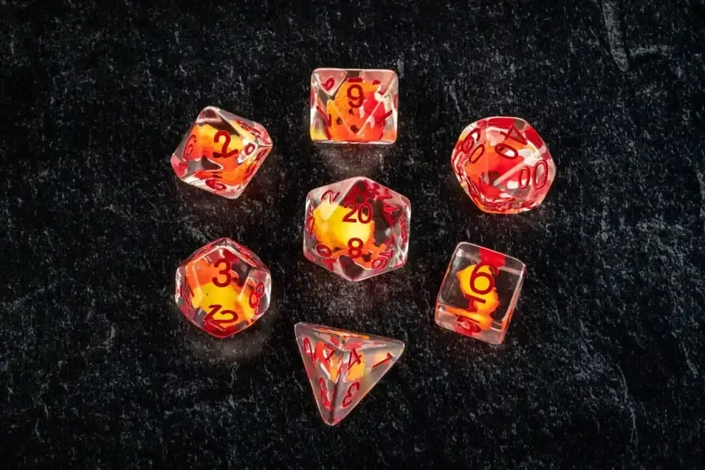 Dragon Storm Inclusion Resin Dice Set Red Dragon
