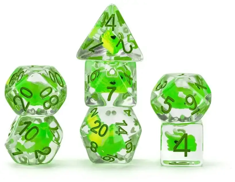 Dragon Storm Inclusion Resin Dice Set Green Dragon