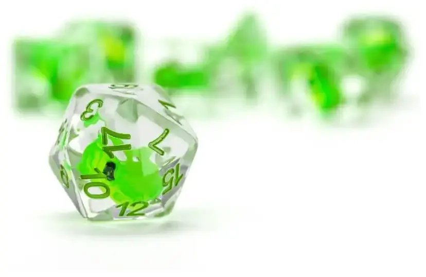 Dragon Storm Inclusion Resin Dice Set Green Dragon