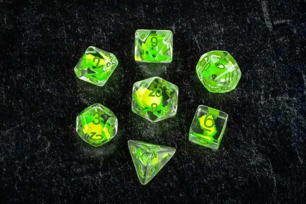Dragon Storm Inclusion Resin Dice Set Green Dragon