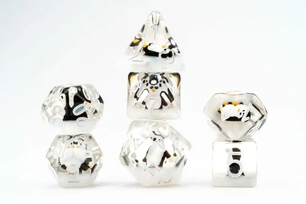 16mm Resin Poly Dice Set Penguin Dice