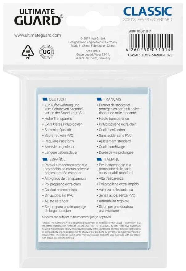 Classic Soft Sleeves Standardgrösse Transparent (100)