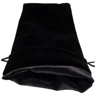 Black Velvet Dice Bag with Black Satin Lining 6x8