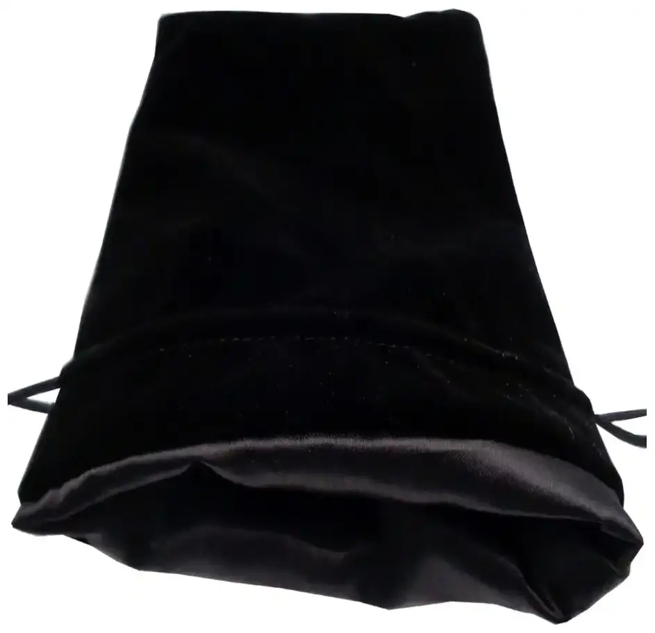 Black Velvet Dice Bag with Black Satin Lining 6x8