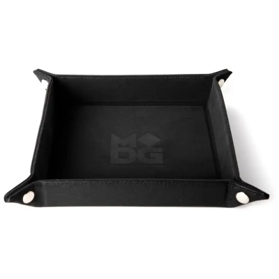 Velvet Folding Dice Tray 10x10 Black with Leather Backing