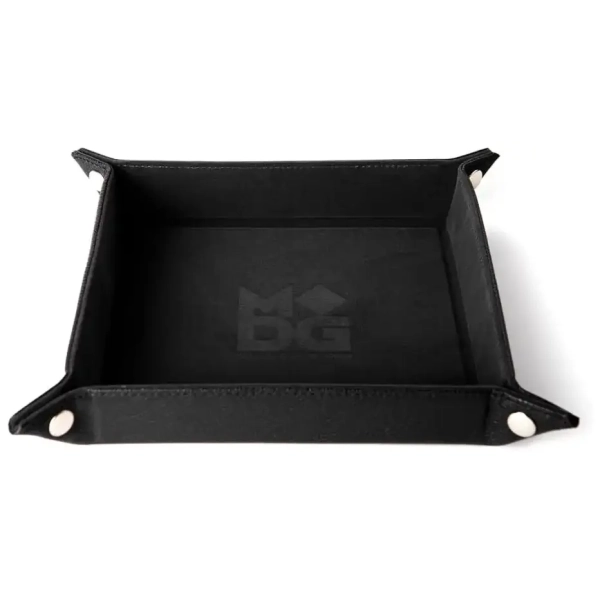 Velvet Folding Dice Tray 10x10 Black with Leather Backing