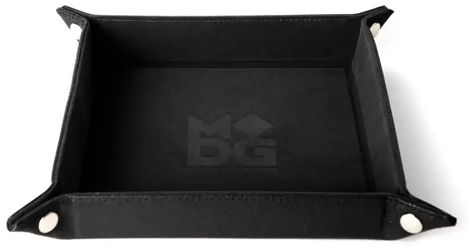 Velvet Folding Dice Tray 10x10 Black with Leather Backing