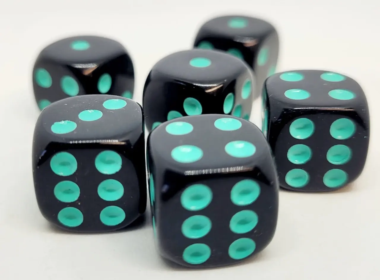 Würfelset D6: Opaque/Neon Blue (12)