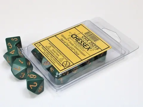 Chessex Opaque Polyhedral Ten d10 Set - Dusty Green/gold (10)