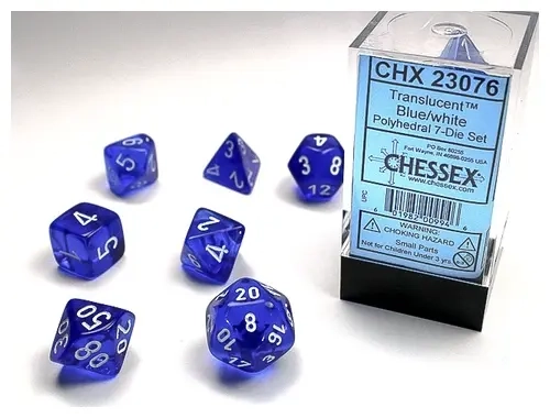 Translucent Polyhedral 7-Die Set - Blue/white