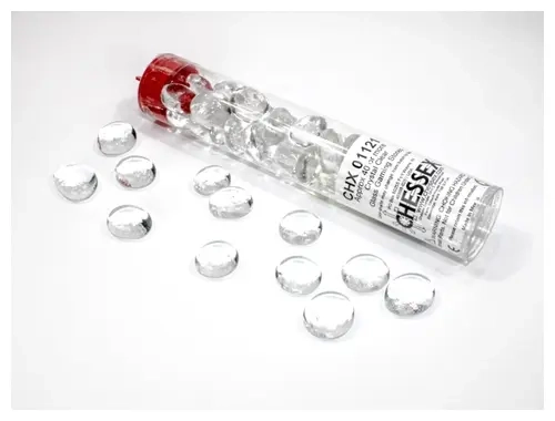 Chessex Gaming Glass Stones in Tube - Clear (40)