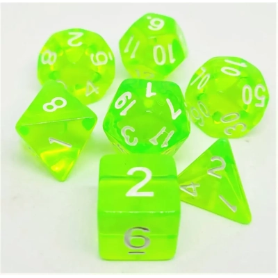 Würfelset Transparent: Lightgreen (7)