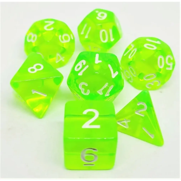 Würfelset Transparent: Lightgreen (7)