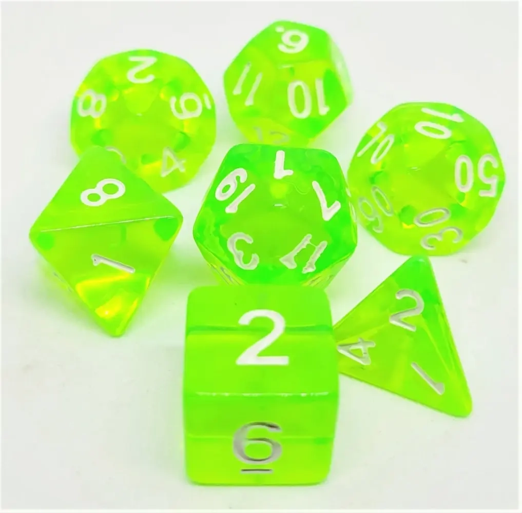 Würfelset Transparent: Lightgreen (7)