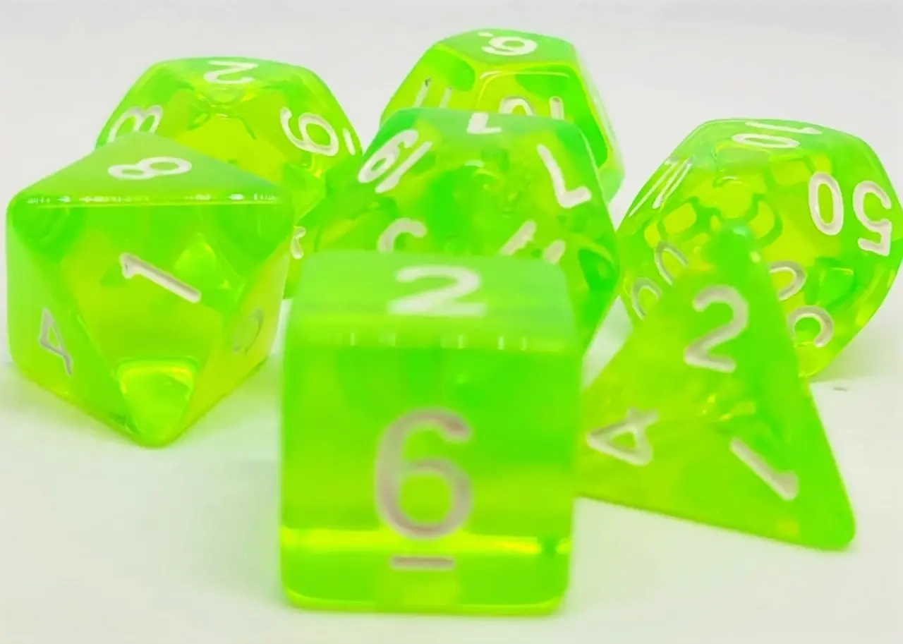 Würfelset Transparent: Lightgreen (7)
