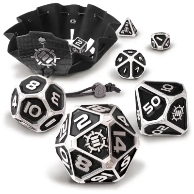 ENHANCE Tabletop RPGs 7pc Metal RPG Dice (Collector's Edition Black)