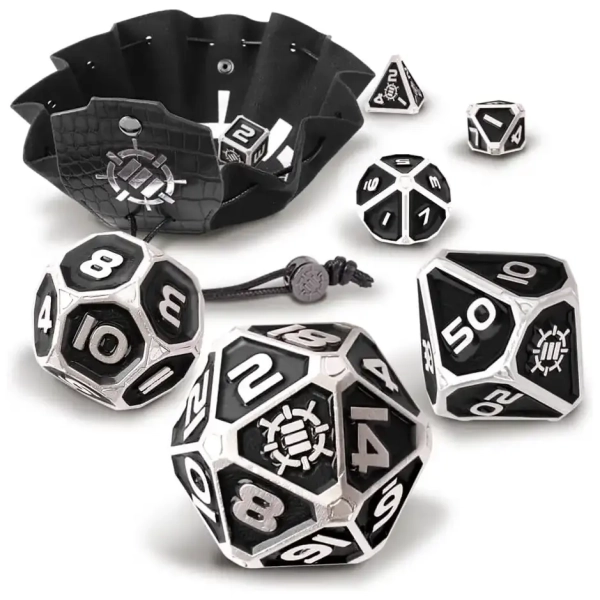ENHANCE Tabletop RPGs 7pc Metal RPG Dice (Collector's Edition Black)