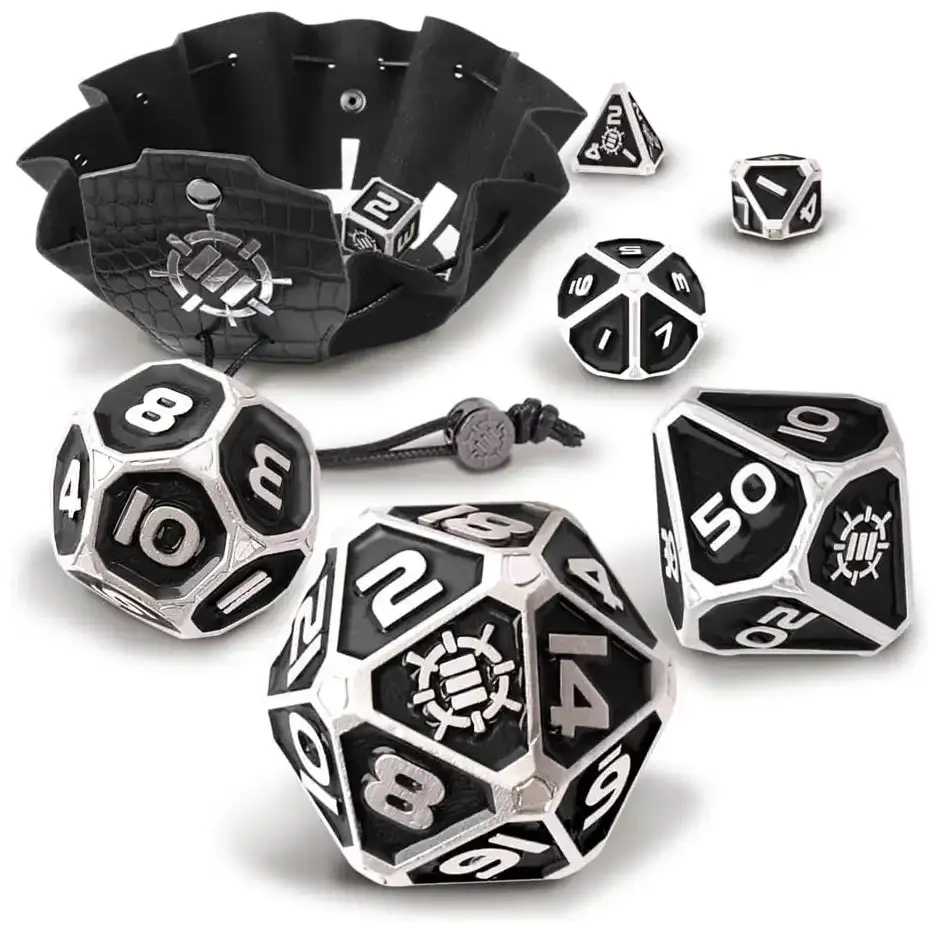 ENHANCE Tabletop RPGs 7pc Metal RPG Dice (Collector's Edition Black)
