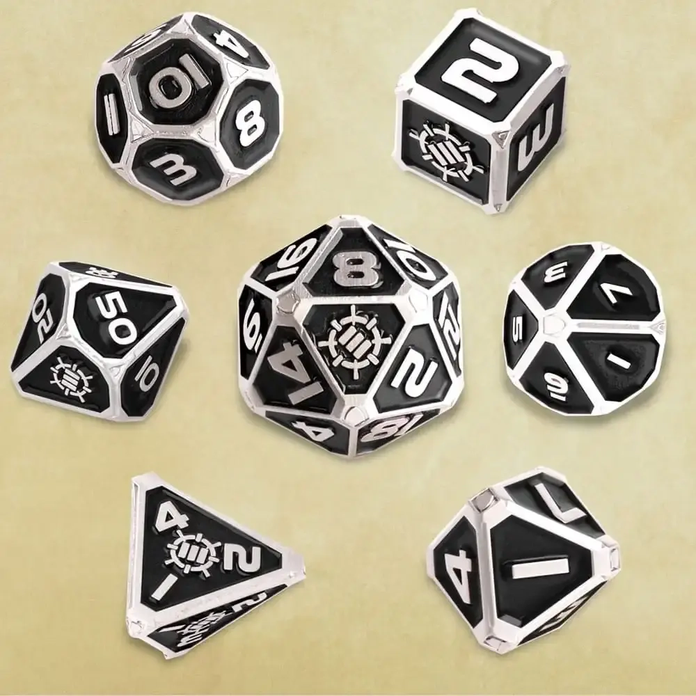 ENHANCE Tabletop RPGs 7pc Metal RPG Dice (Collector's Edition Black)