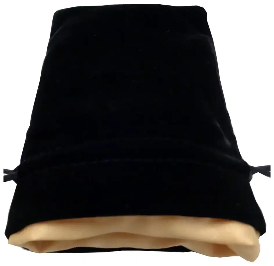 Dice Bags Black Velvet Dice Bag with Gold Satin Lining 4x6