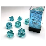 Translucent Polyhedral Teal/white 7-Die Set
