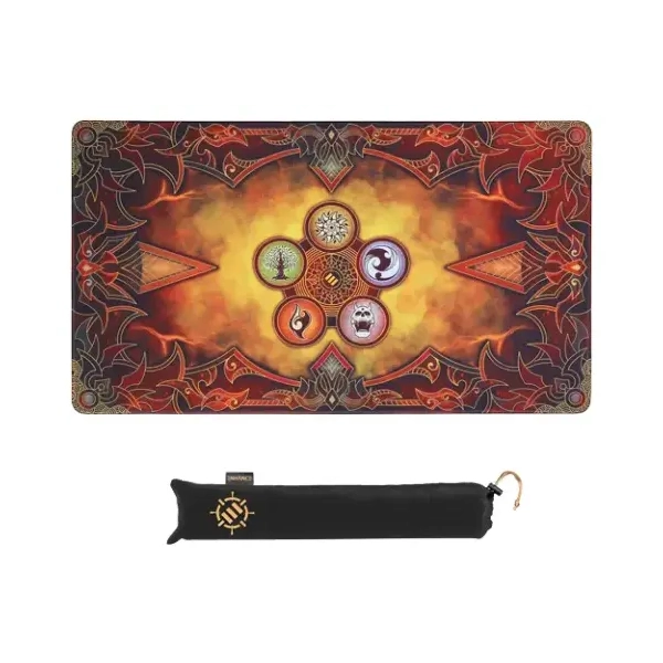 ENHANCE Trading Card Games TCG Playmat with Stitched Edges (Flames)