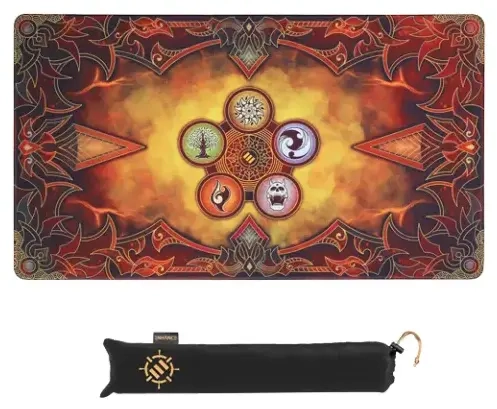 ENHANCE Trading Card Games TCG Playmat with Stitched Edges (Flames)