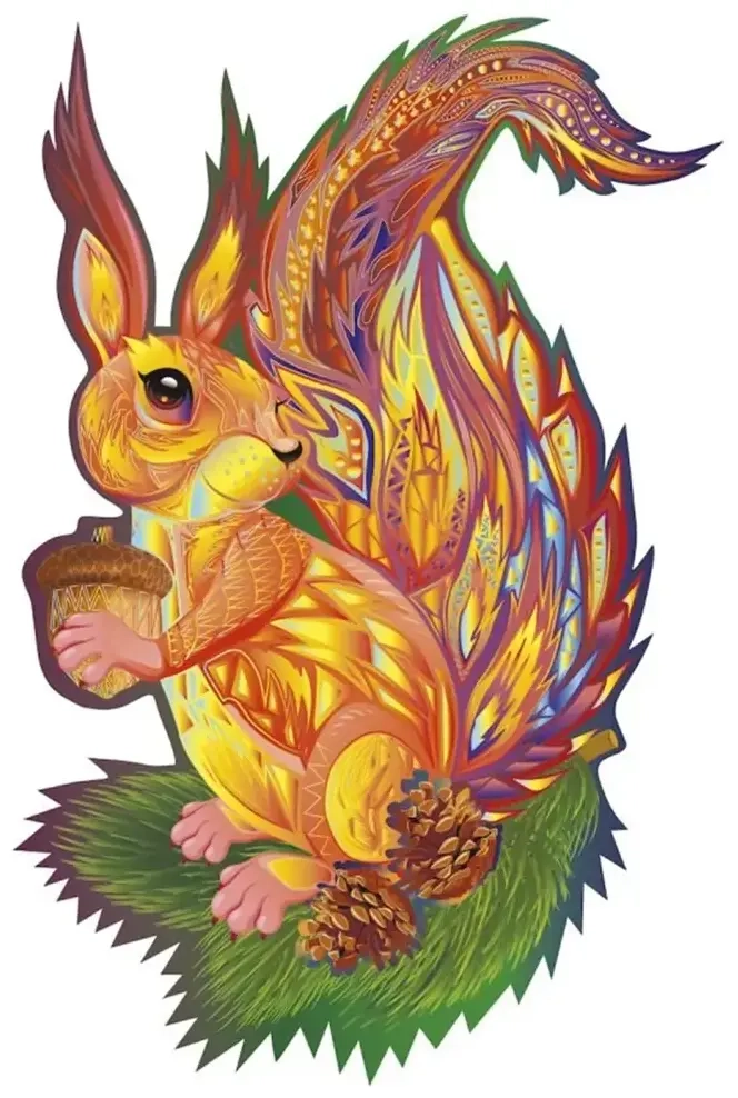 Holzpuzzle - Das Wuschelige Eichhörnchen