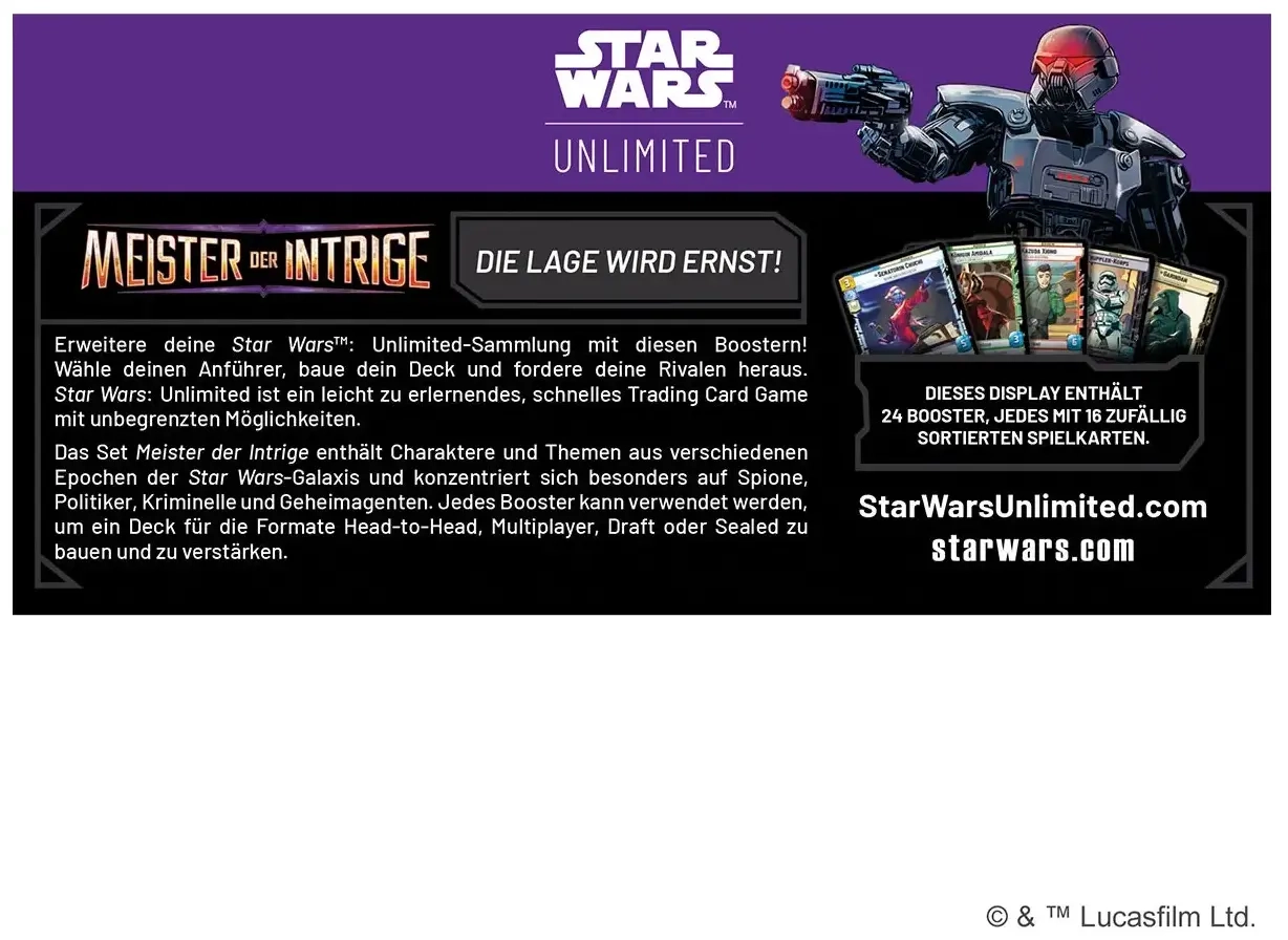 Star Wars: Unlimited – Meister der Intrige (Booster-Display)