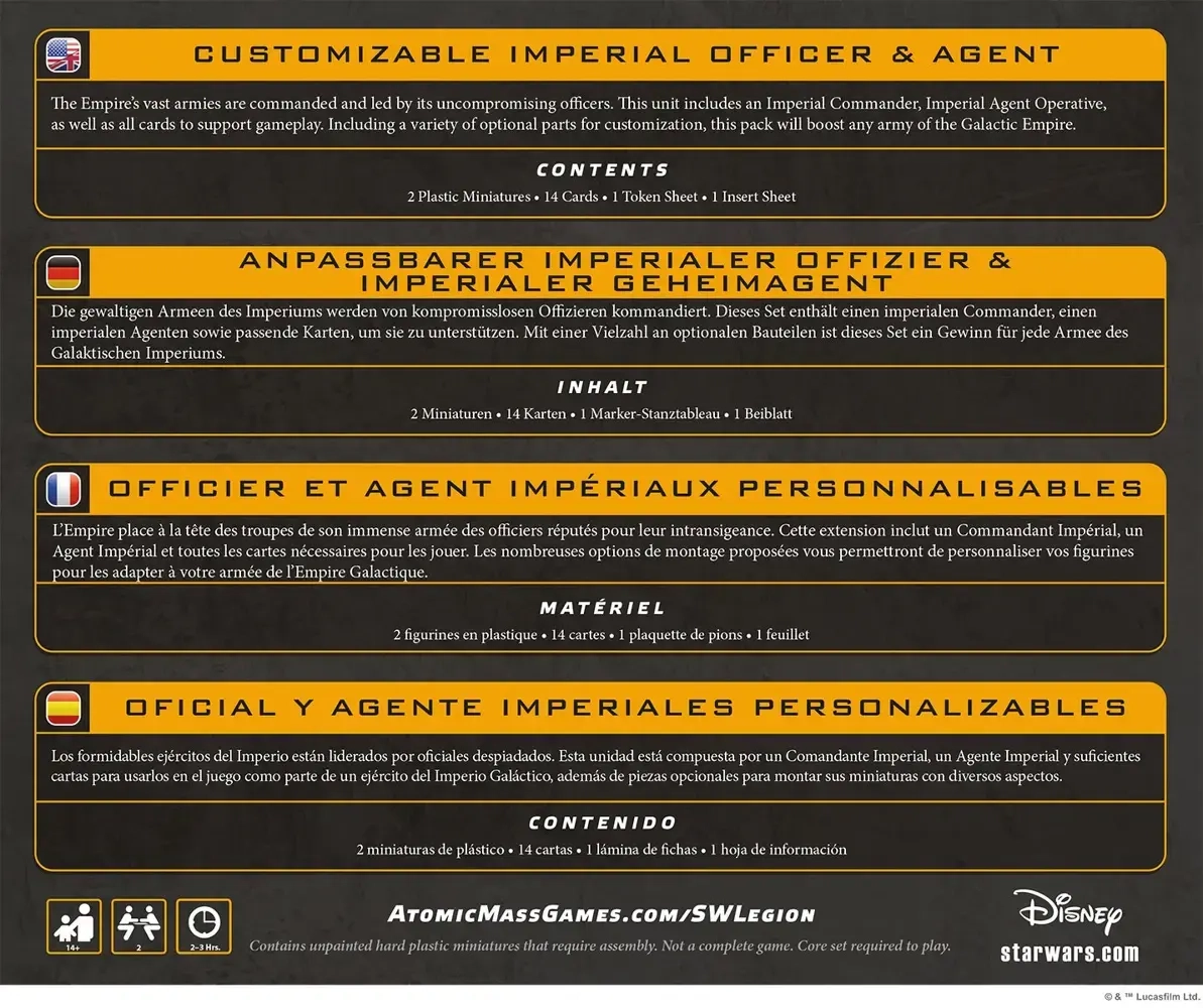 Star Wars Legion Customizable Officer & Agent