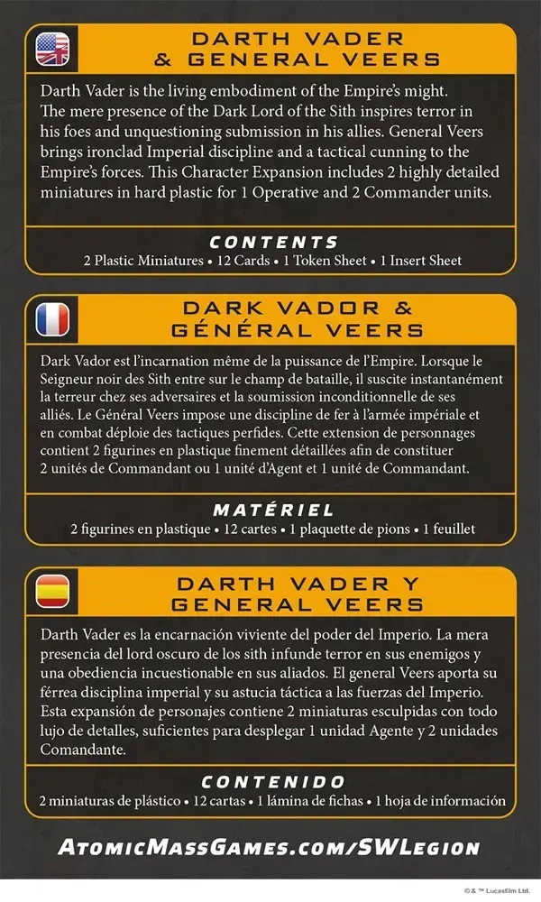 Star Wars Legion Darth Vader & General Veers