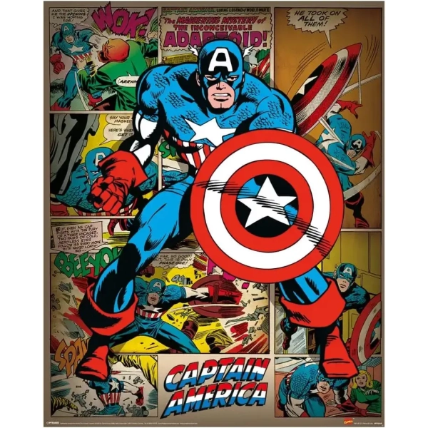 Marvel Comics Poster Captain America Retro 40 x 50 cm