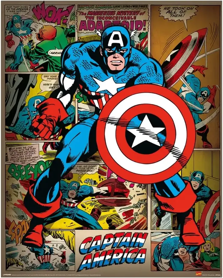 Marvel Comics Poster Captain America Retro 40 x 50 cm
