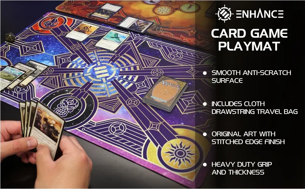 ENHANCE Trading Card Games TCG Playmat with Stitched Edges (Stars)